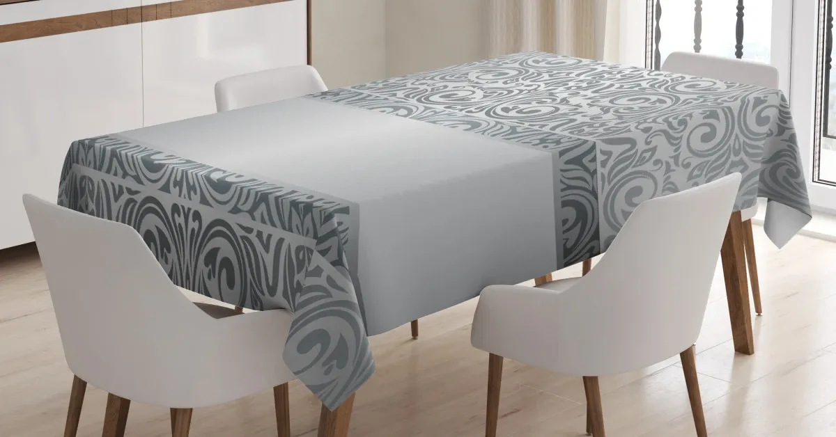 baroque damask curves 3d printed tablecloth table decor 3404
