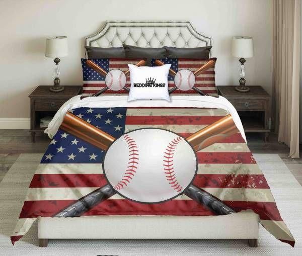 Baseball American Flag Bedding Set Bedroom Decor baseball american flag bedding set bedroom decor 8255