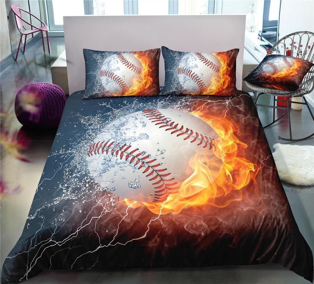 Baseball Black Printed Bedding Set Bedroom Decor baseball black printed bedding set bedroom decor 2487