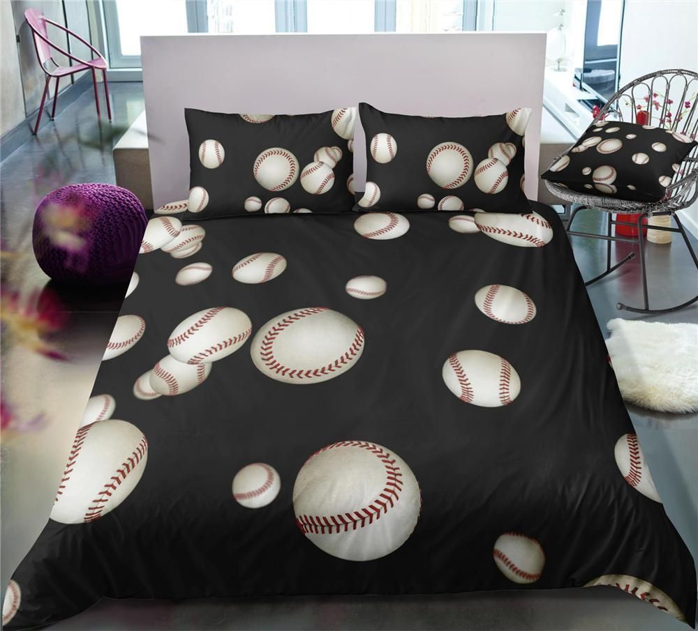 Baseball Black Printed Bedding Set Bedroom Decor baseball black printed bedding set bedroom decor 8300