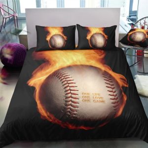 baseball black printed bedding set bedroom decor 8490