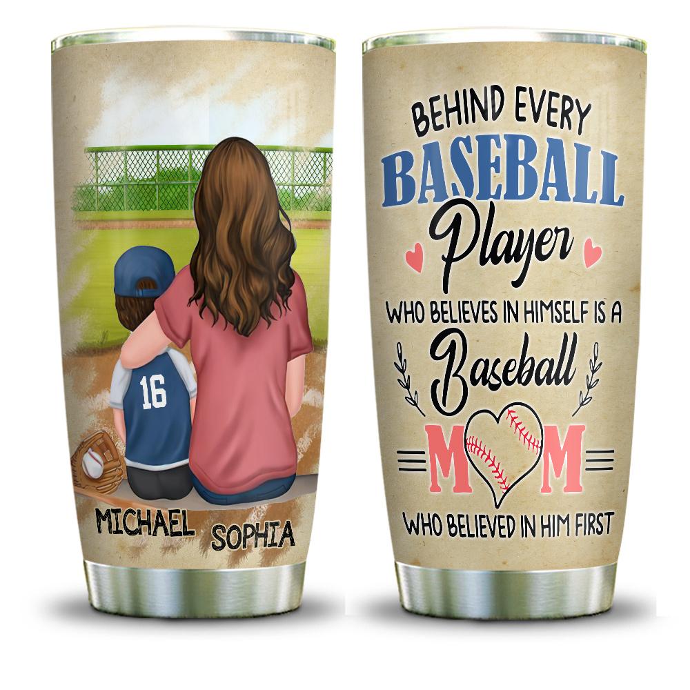 baseball mom biggest fan of her son personalized stainless steel tumbler 6391