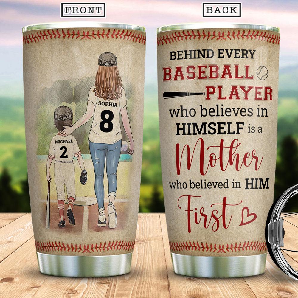 baseball mother and son stainless steel tumbler 7985