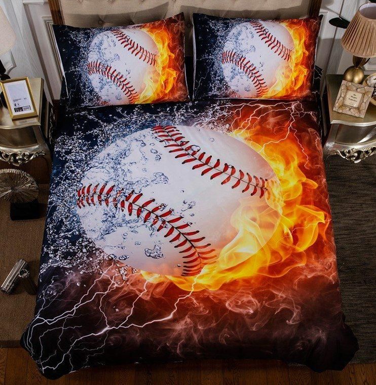 baseball water and fire bedding set bedroom decor 7690