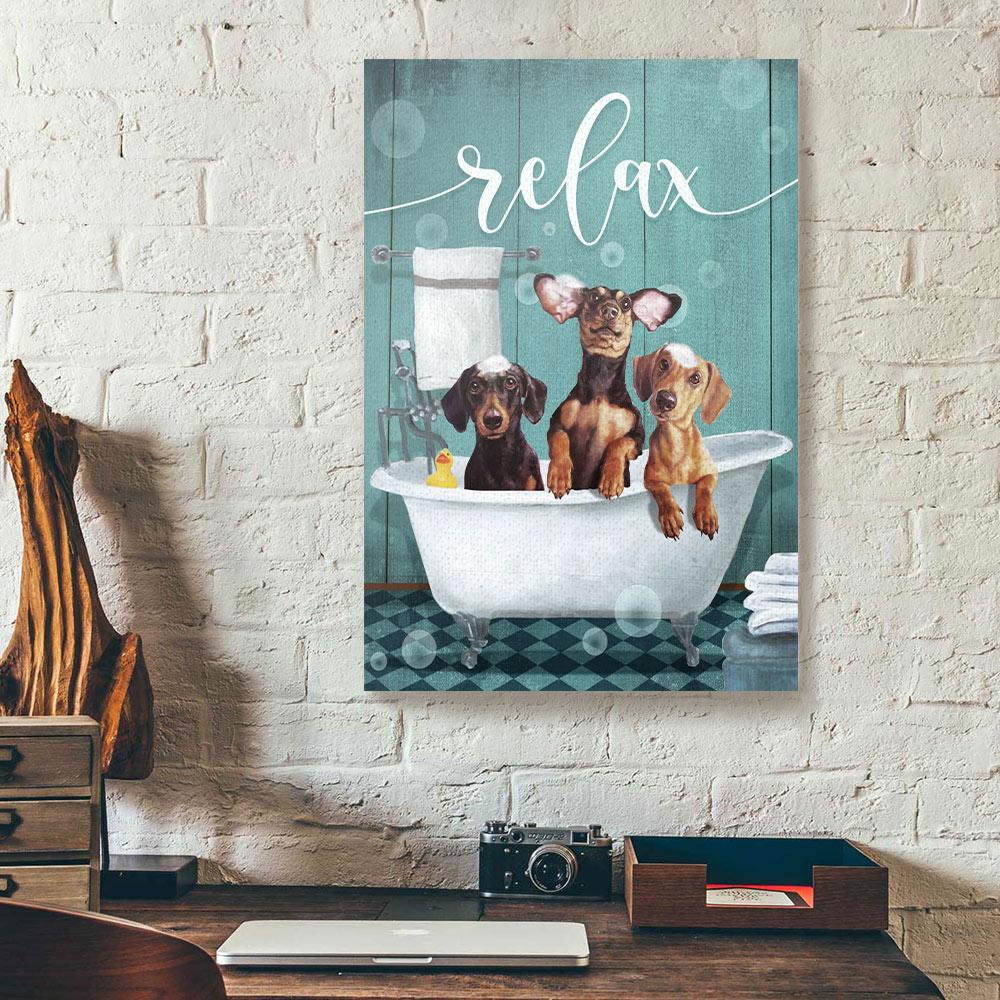 bathtub relax dachshund version bathroom canvas prints wall art decor 3882