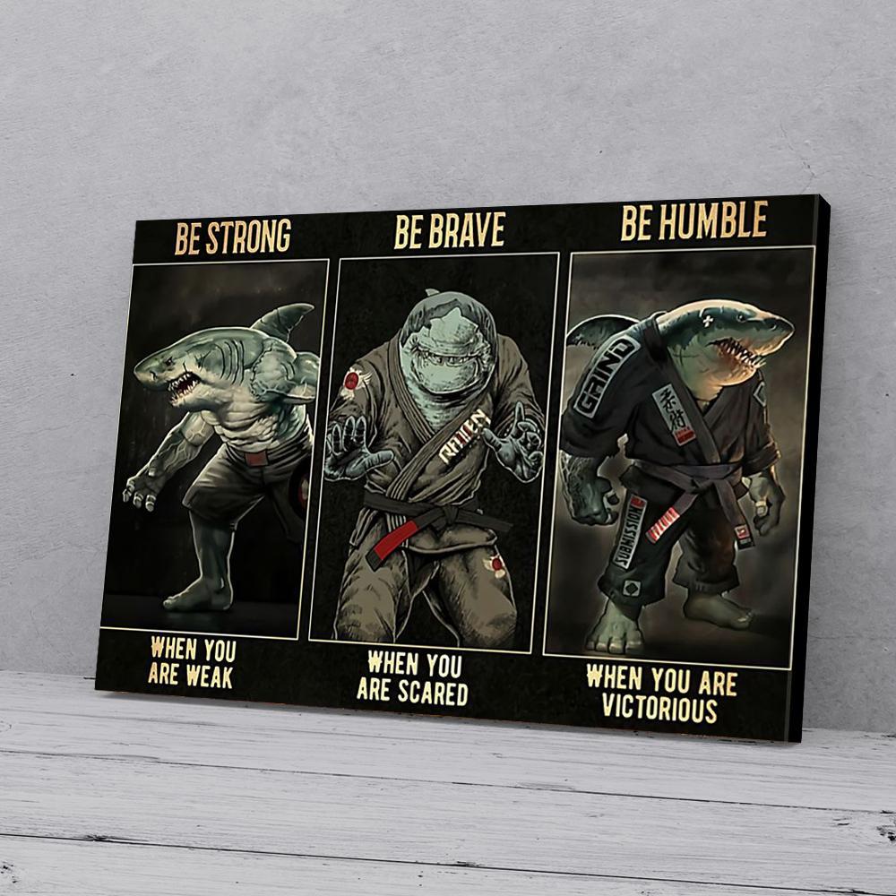 be strong shark canvas prints wall art decor 5933