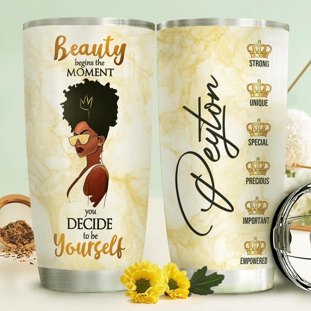be yourself black women personalized stainless steel tumbler 3153
