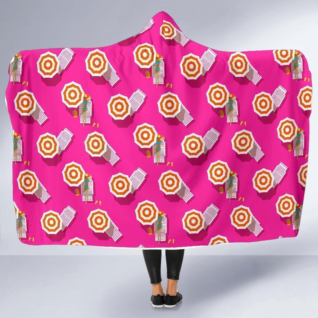 Beach Pink Pattern Print Hooded Blanket Cloak Blanket beach pink pattern print hooded blanket cloak blanket 2755