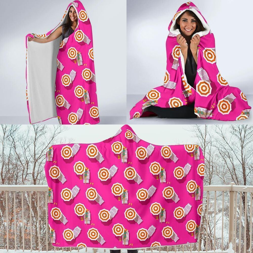 Beach Pink Pattern Print Hooded Blanket Cloak Blanket beach pink pattern print hooded blanket cloak blanket 4953