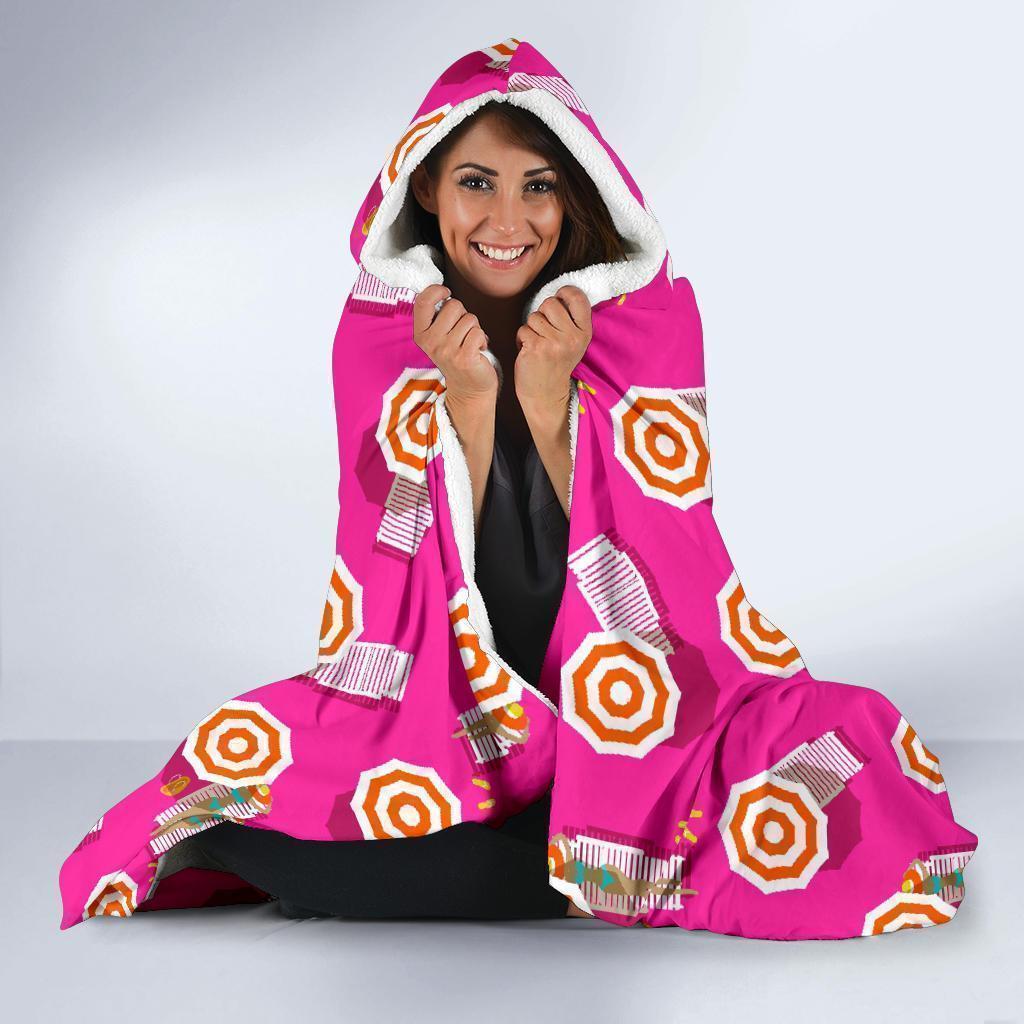 Beach Pink Pattern Print Hooded Blanket Cloak Blanket beach pink pattern print hooded blanket cloak blanket 5326