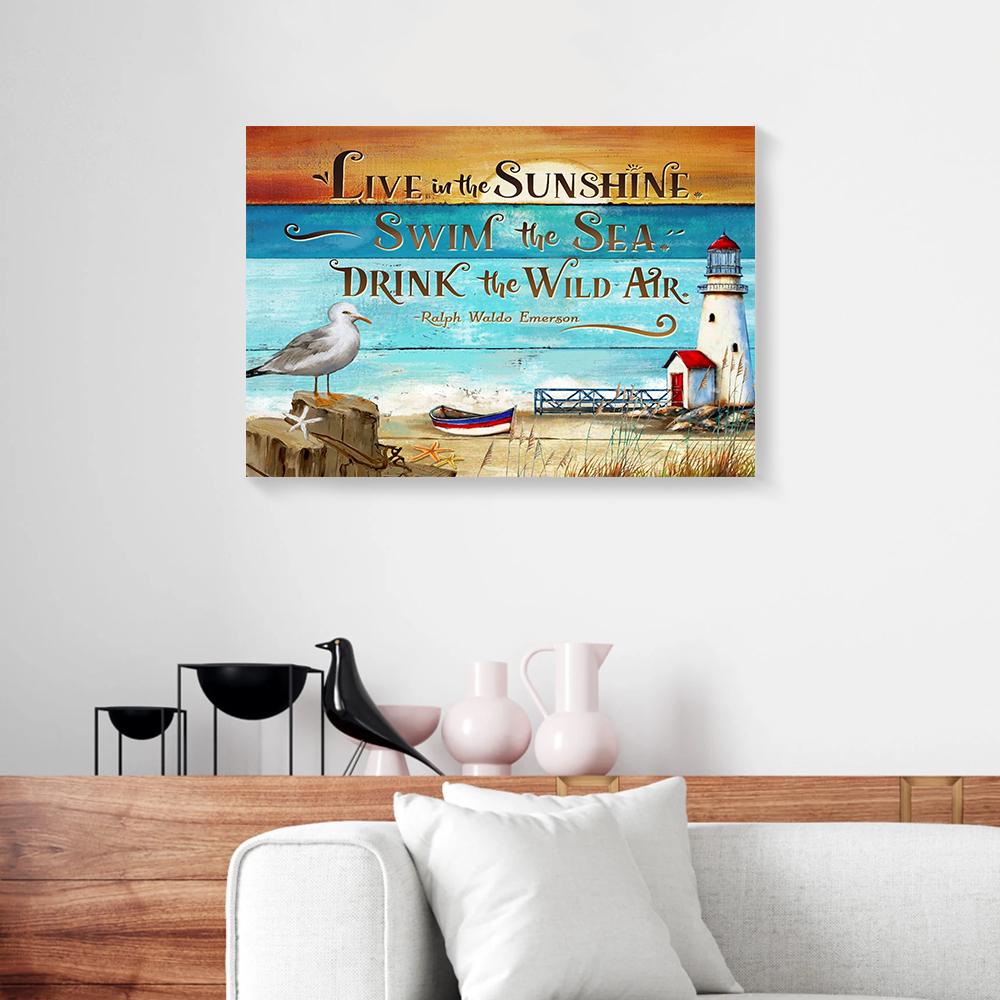 beach signs beach house lighthouse canvas prints wall art decor 1063