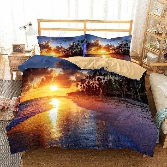 beach sunset printed bedding set bedroom decor 4834