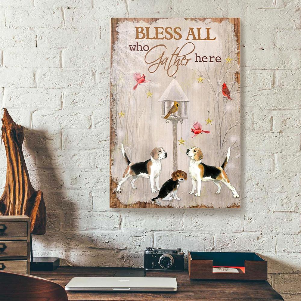 beagle cardinal canvas prints wall art decor 2330