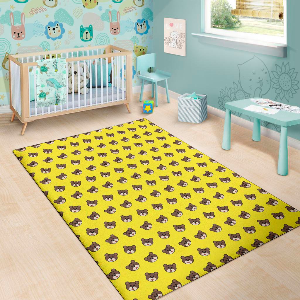 bear emoji pattern print area rug floor decor 6769