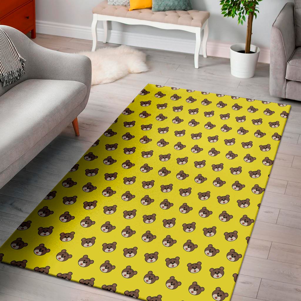 bear emoji pattern print area rug floor decor 7231