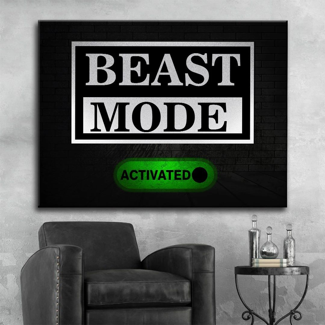 beast mode activated motivational positive canvas print wall art decor 2353