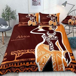 beautiful african woman brown duvet cover bedding set 8454