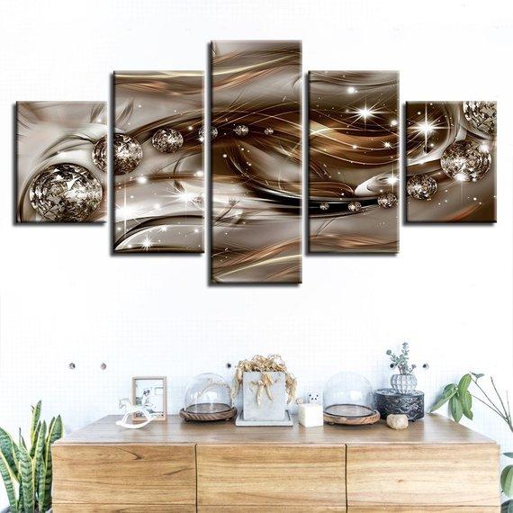 beautiful exquisite diamond diamonds abstract 5 panel canvas art wall decor 8863