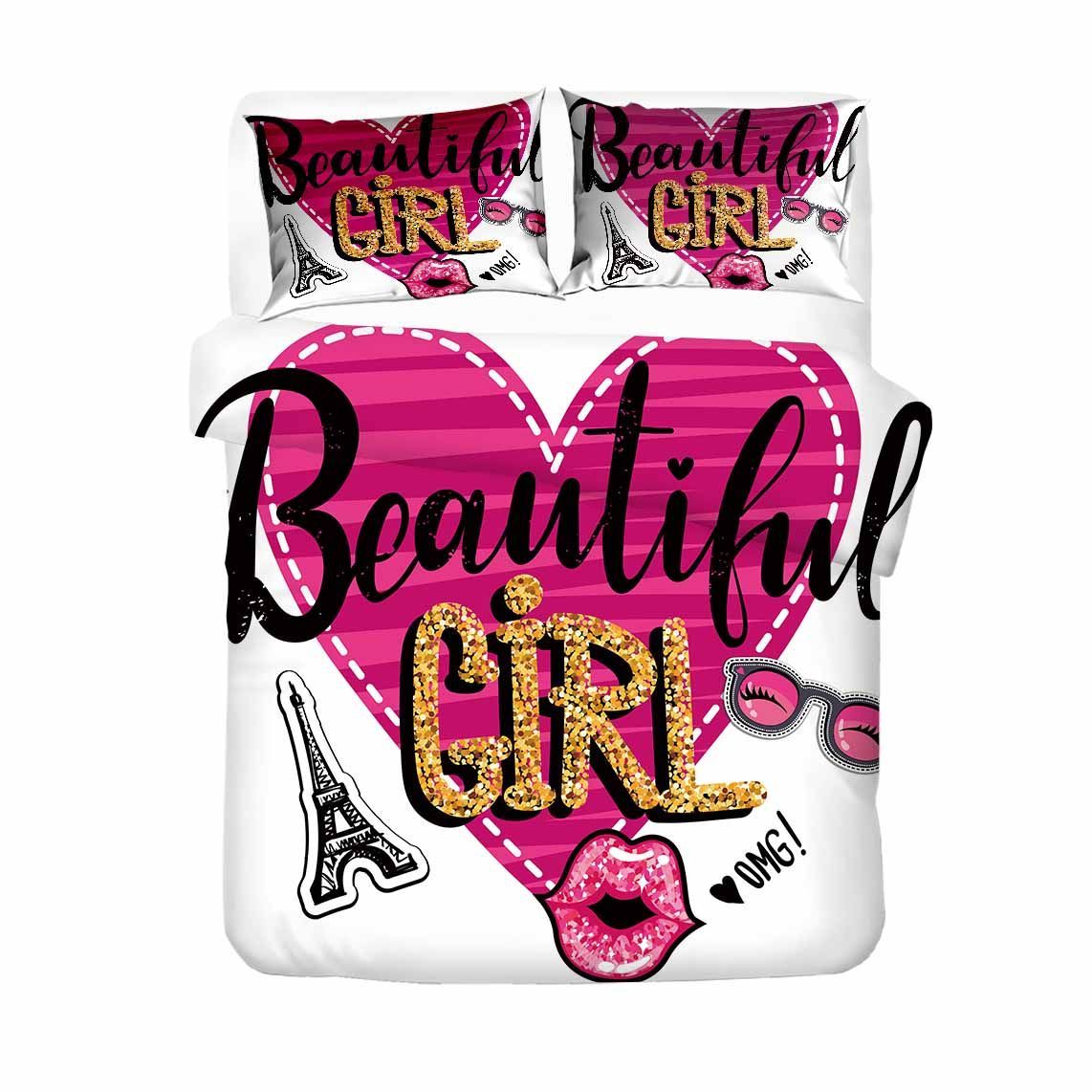 beautiful girl mouth pattern printed bedding set bedroom decor 4029