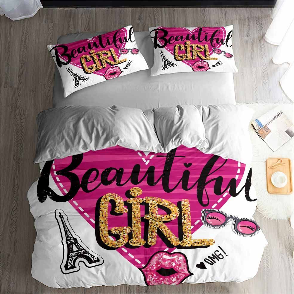 beautiful girl mouth pattern printed bedding set bedroom decor 4694