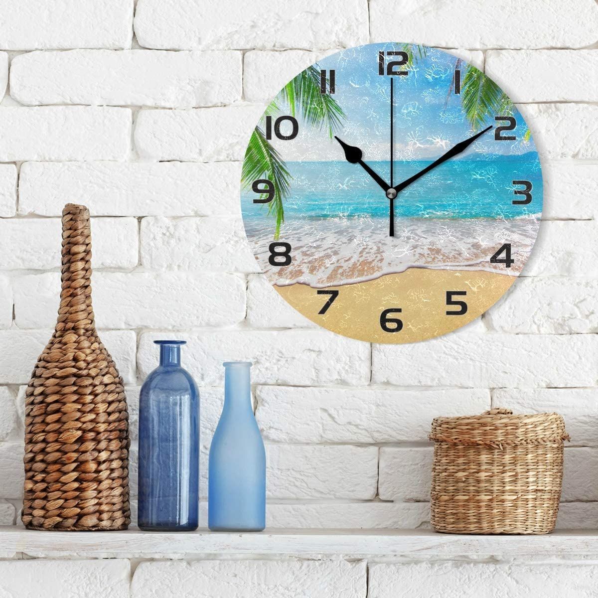 Beautiful Palm Sea Beach Printed Wall Clock beautiful palm sea beach printed wall clock 5713