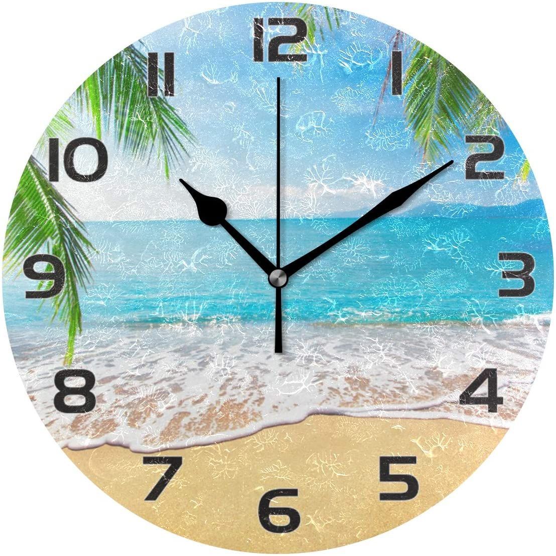 Beautiful Palm Sea Beach Printed Wall Clock beautiful palm sea beach printed wall clock 8619