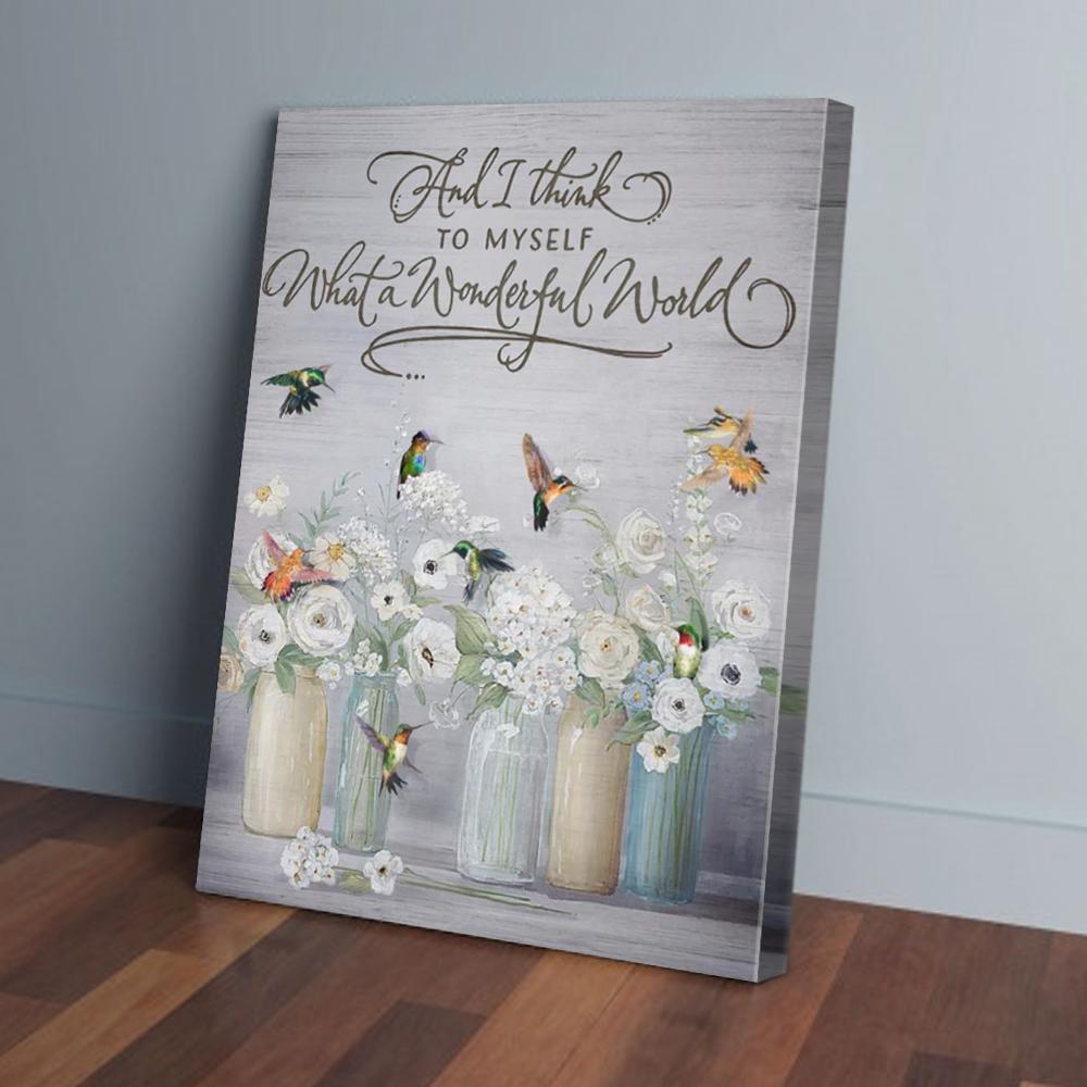 beautiful white flowers hummingbird canvas prints wall art decor 2490