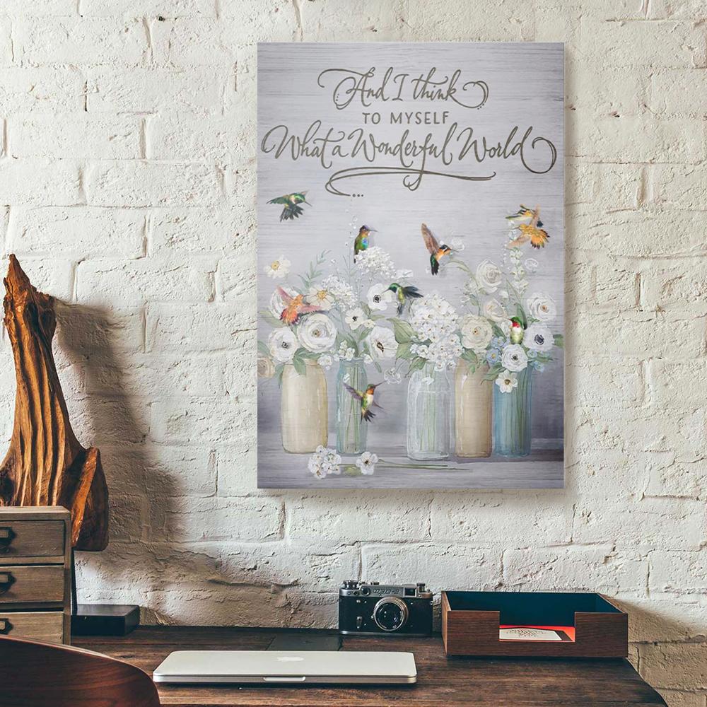 beautiful white flowers hummingbird canvas prints wall art decor 4566