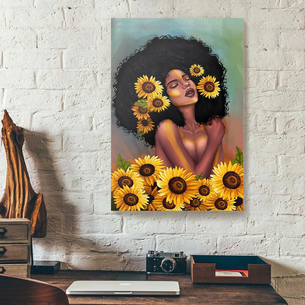 Beauty Of Sexy Black Woman Sunflower Canvas Prints - Wall Art Decor beauty of sexy black woman sunflower canvas prints wall art decor 6881