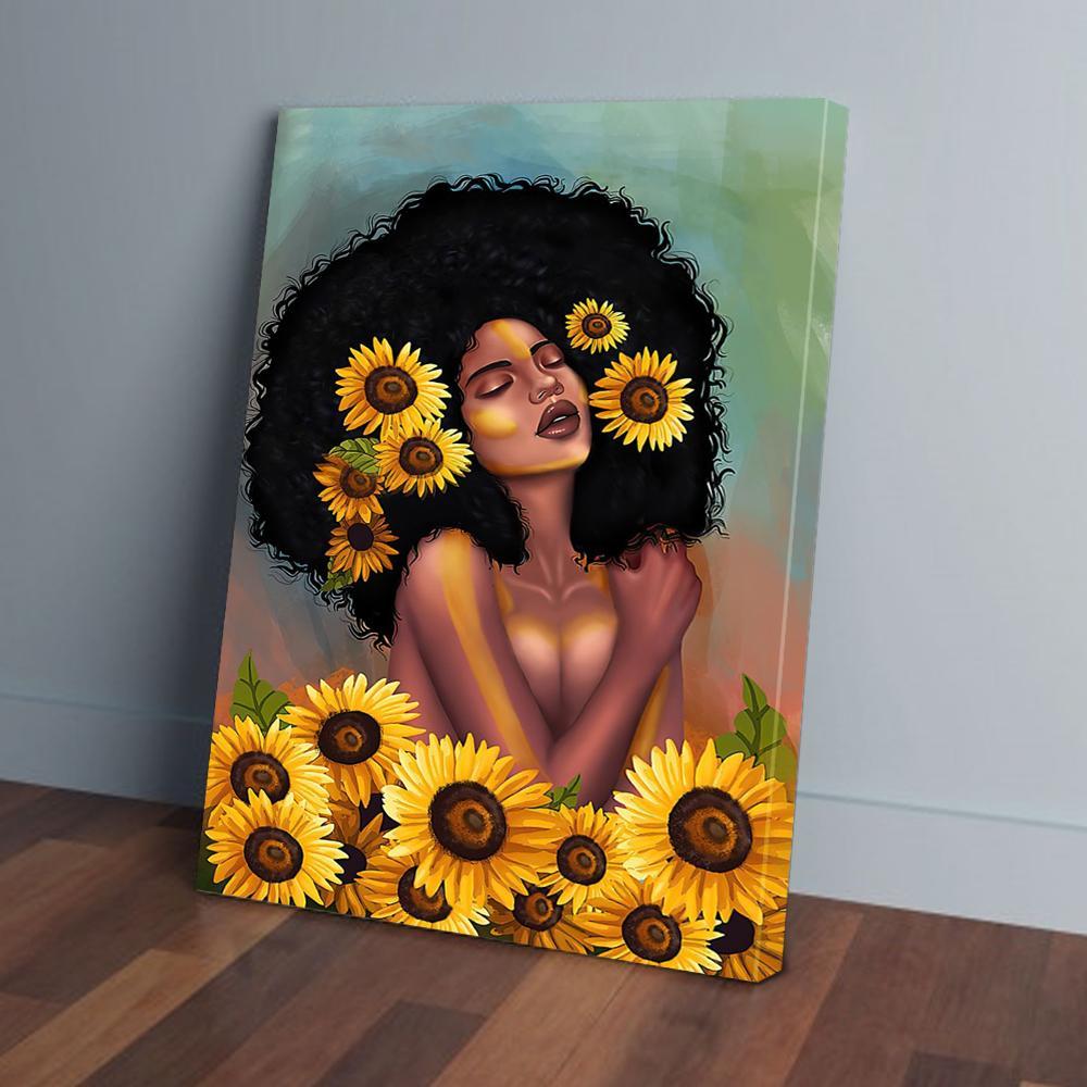Beauty Of Sexy Black Woman Sunflower Canvas Prints - Wall Art Decor beauty of sexy black woman sunflower canvas prints wall art decor 8433