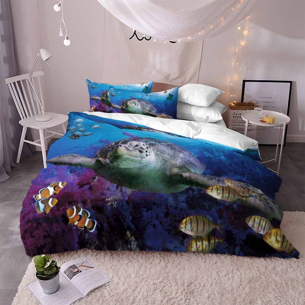 beauty sea turtle printed bedding set bedroom decor 3281