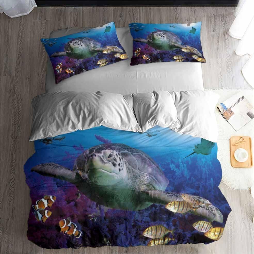 beauty sea turtle printed bedding set bedroom decor 8183