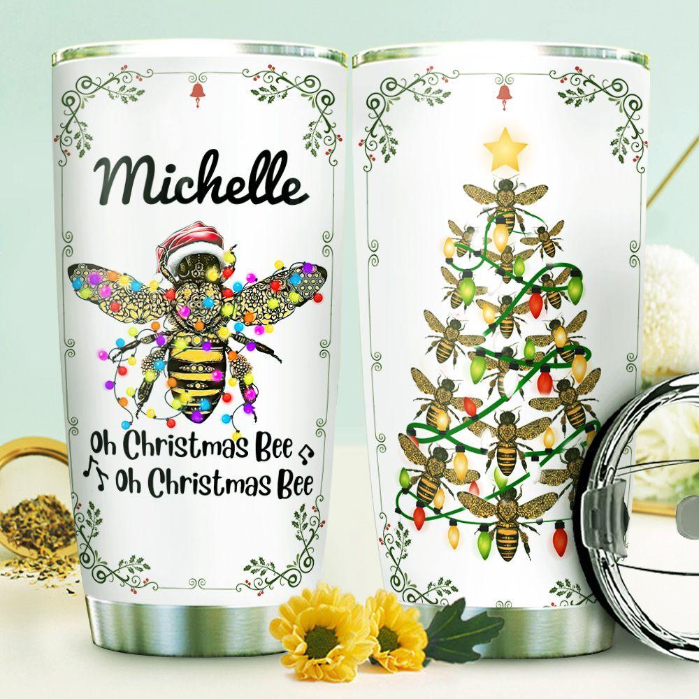 bee christmas personalized stainless steel tumbler 8589
