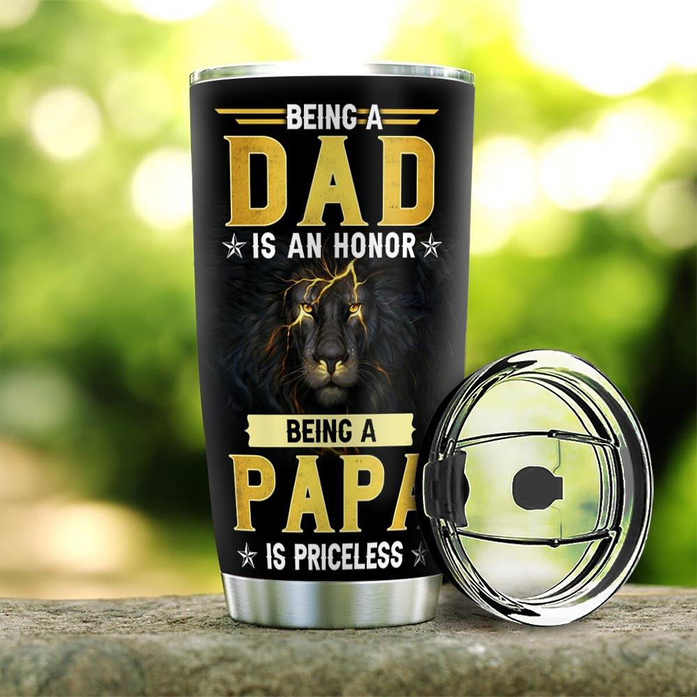 being papa lion personalized stainless steel tumbler 5741