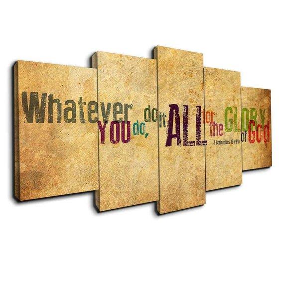 bible verse christian glory god abstract 5 panel canvas art wall decor 7345