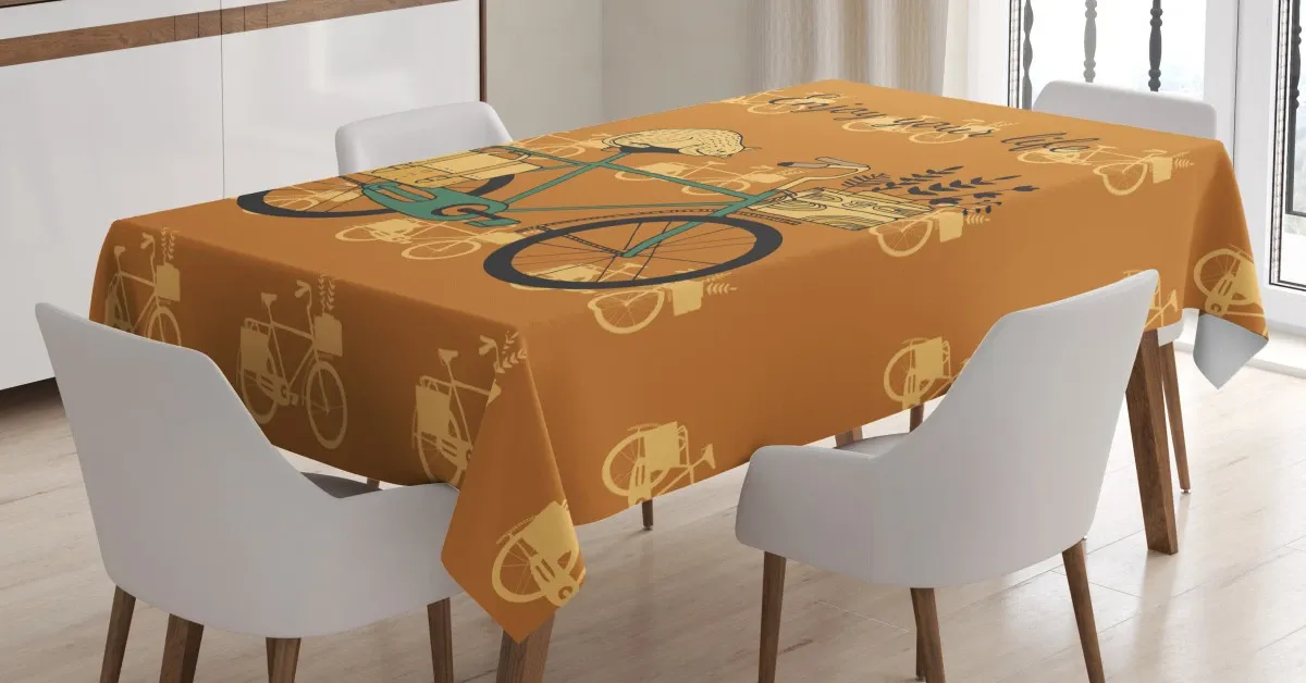 bicycle with flower crates 3d printed tablecloth table decor 7418