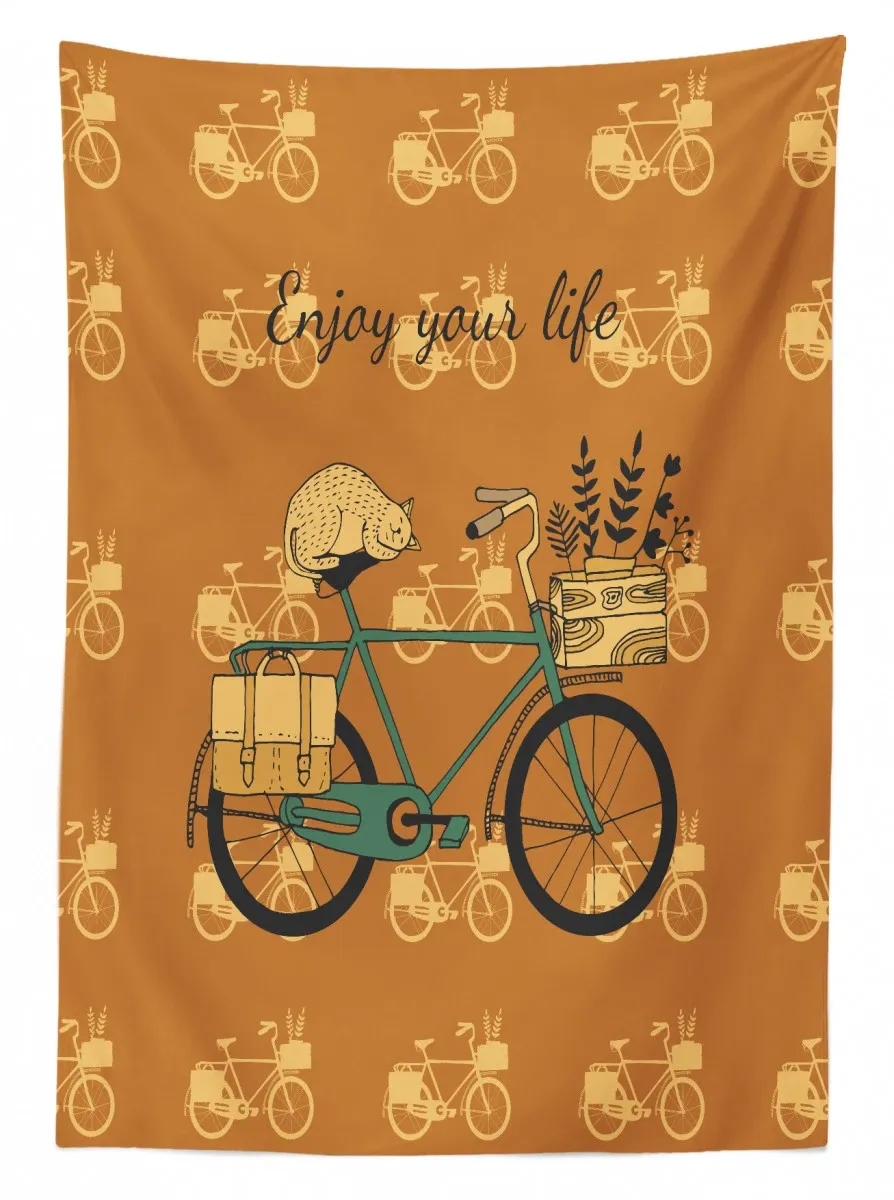 bicycle with flower crates 3d printed tablecloth table decor 7778