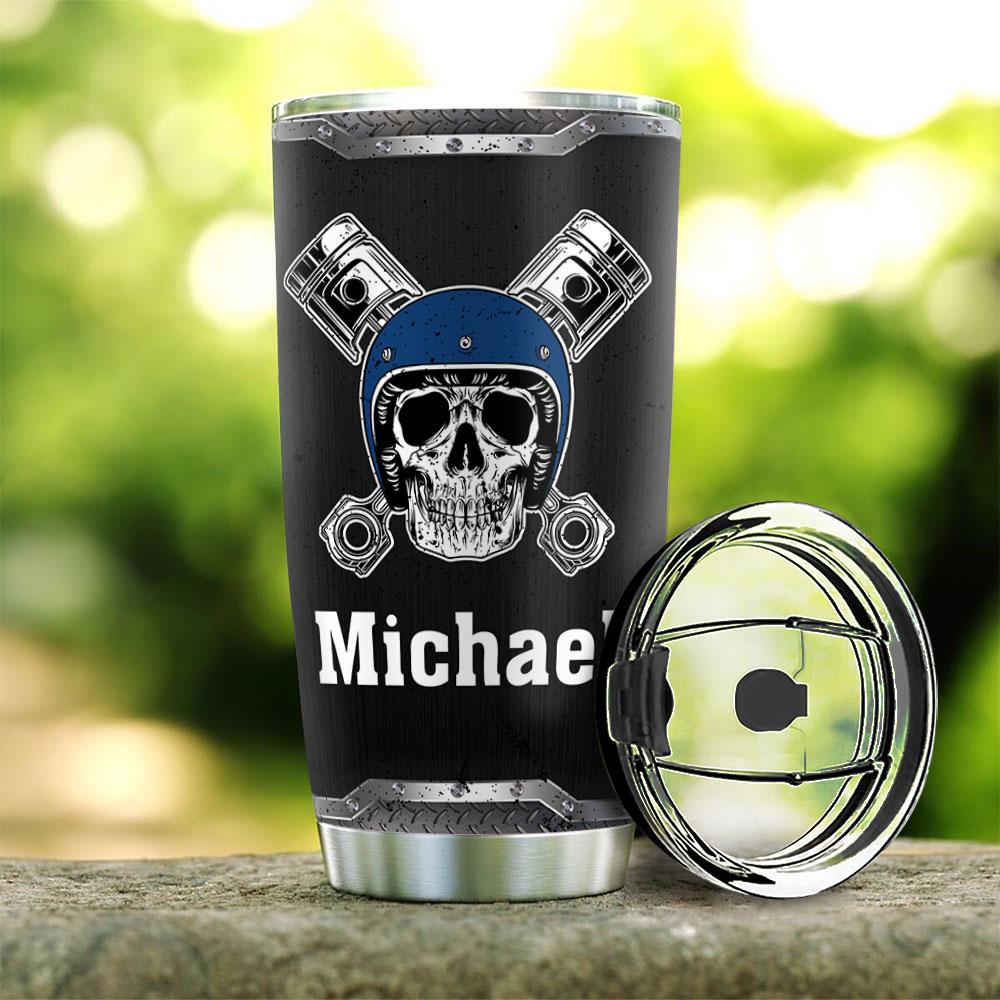 biker personalized stainless steel tumbler 4852