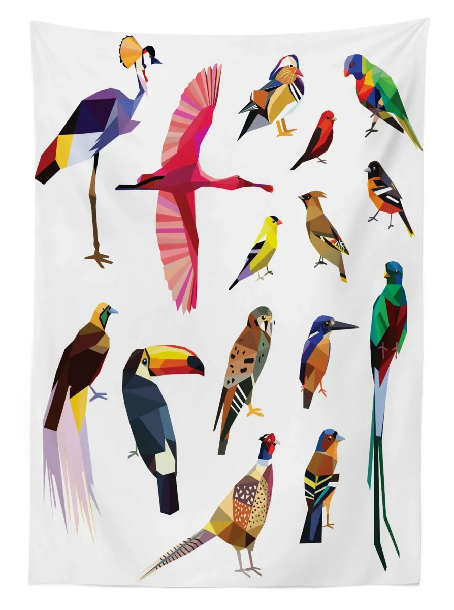 bird set poly design 3d printed tablecloth table decor 7913