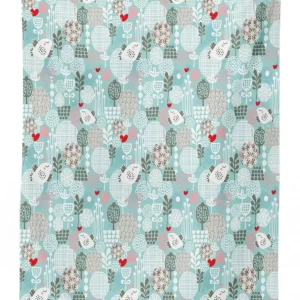 birds hearts flowers 3d printed tablecloth table decor 8538
