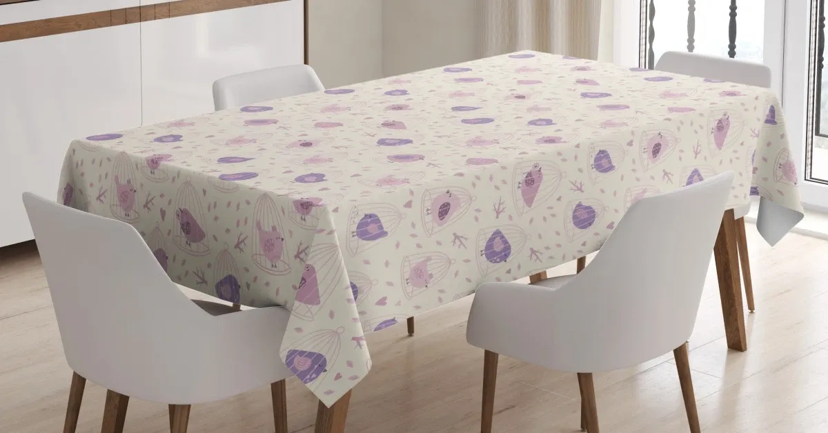 birds in cages love 3d printed tablecloth table decor 4126