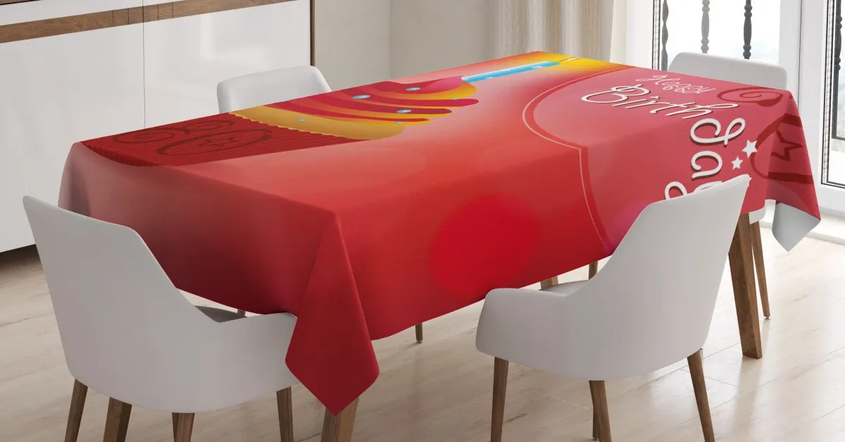 birthday cake candle 3d printed tablecloth table decor 7964