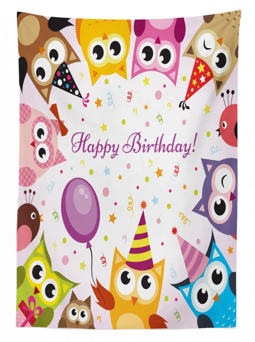 birthday party owls 3d printed tablecloth table decor 6978