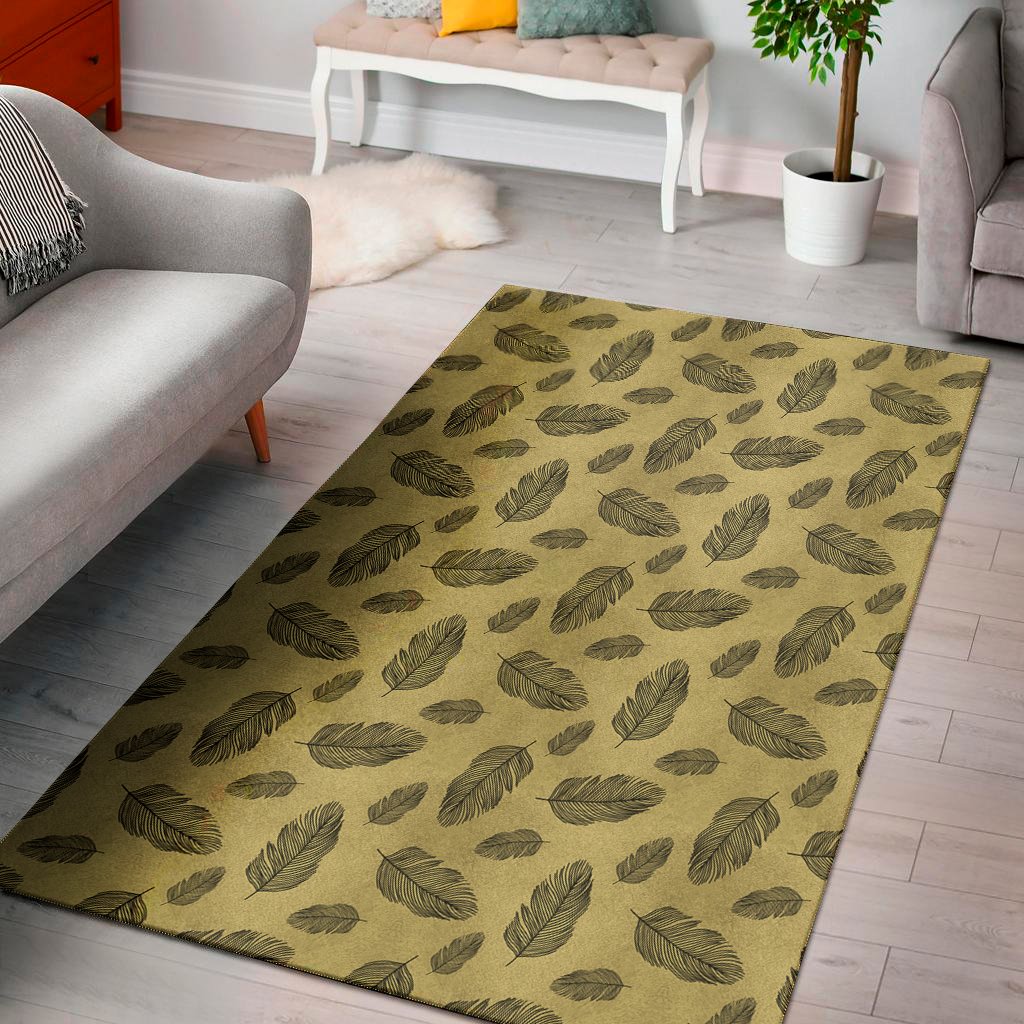 Black And Gold Feather Pattern Print Area Rug Floor Decor black and gold feather pattern print area rug floor decor 1628