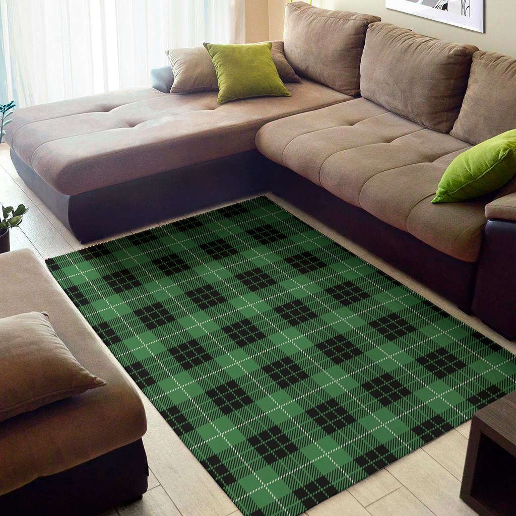 Black And Green Tartan Pattern Print Area Rug Floor Decor black and green tartan pattern print area rug floor decor 5167