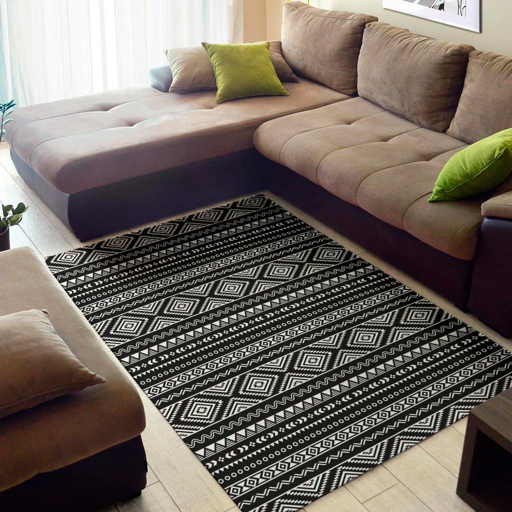 black and white aztec ethnic print area rug floor decor 2813