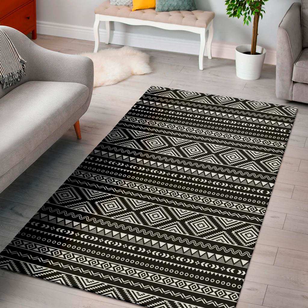 black and white aztec ethnic print area rug floor decor 7179