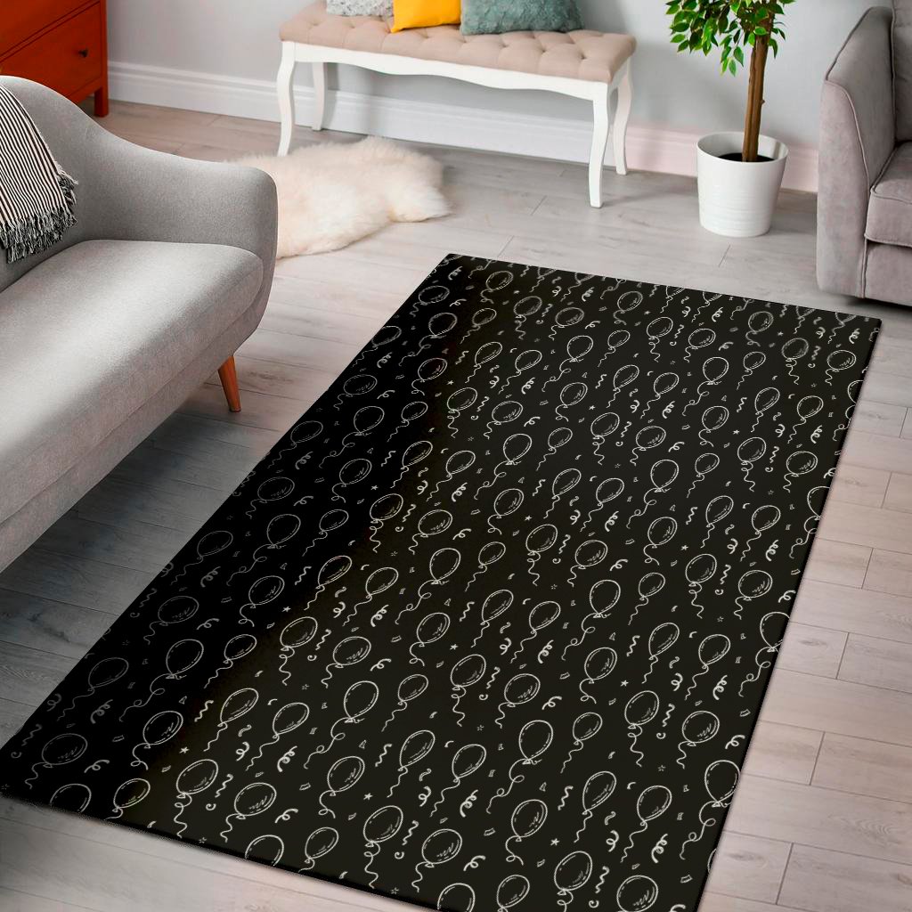 Black And White Balloon Pattern Print Area Rug Floor Decor black and white balloon pattern print area rug floor decor 1476