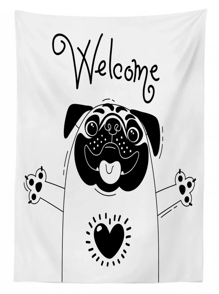 Black And White Dog 3D Printed Tablecloth Table Decor black and white dog 3d printed tablecloth table decor 1397
