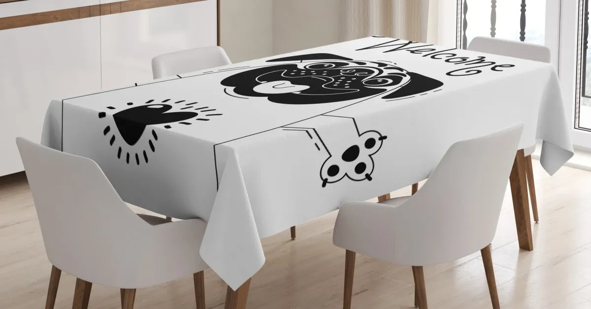Black And White Dog 3D Printed Tablecloth Table Decor black and white dog 3d printed tablecloth table decor 4140